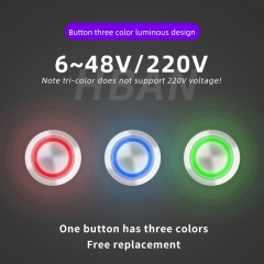22 mm LED-Druckschalter RGB dreifarbig mit Stecker